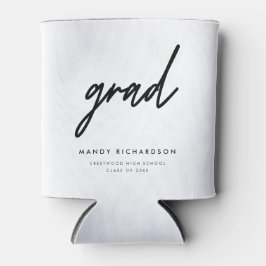 Porta-lata Minimalistic Black & White Script Graduation Party