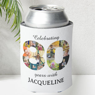 Porta-lata Modelo de convite de foto para 80º aniversário