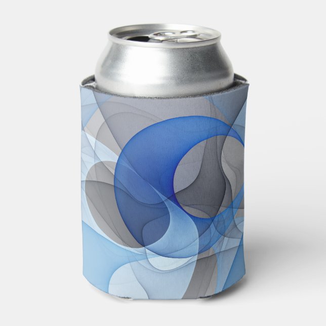 Porta-lata Modern Abstract Blue Gray Fractal Art Graphic (Can Front)