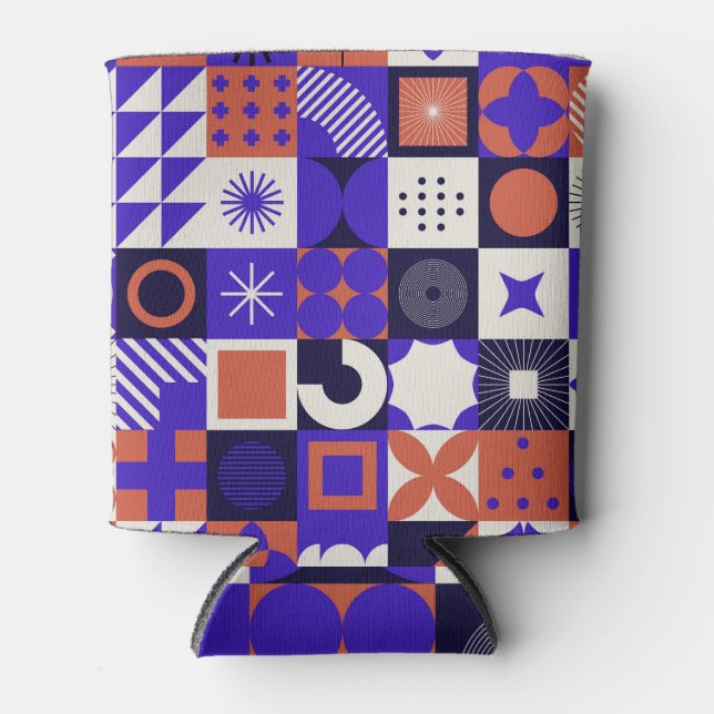 Porta-lata Modern Bauhaus: Padrão Geométrico Negrito. (Frente)