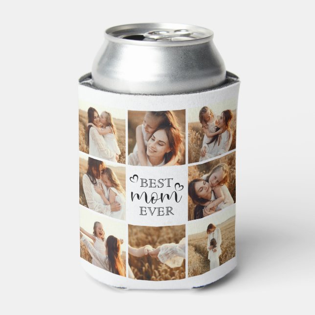 Porta-lata Modern Black and White Photo Collage Keepsake (Can Front)