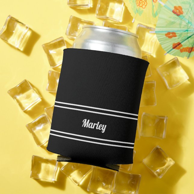 Porta-lata Modern Black & White Name Minimalist (Verão in situ)