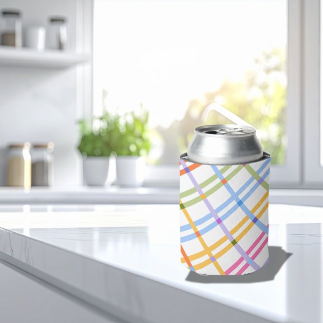 Porta-lata Modern Colorful Plaid Baby Shower Theme (Criador carregado)