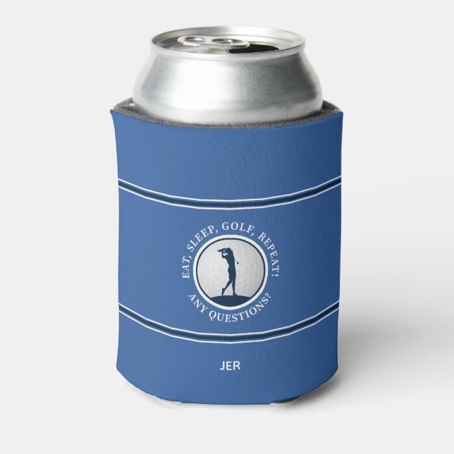 Porta-lata Modern Golfer Women’s Monogram Personalized Blue (Can Back)