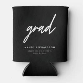 Porta-lata Modern Minimal Black Bold Script Graduation Party