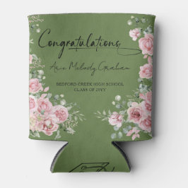 Porta-lata Modern Pink Roses Congratulations Graduation