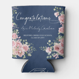 Porta-lata Modern Pink Roses Congratulations Graduation
