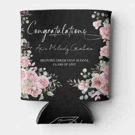 Porta-lata Modern Pink Roses Congratulations Graduation