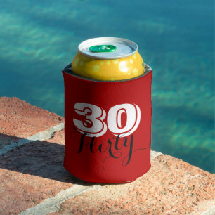 Porta-lata Modern Red White 30 e FLIRTY Birthday Cheers Diver