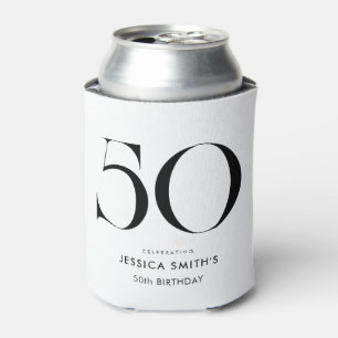 Porta-lata Moderno Aniversário de 50 anos Minimalista Preto e