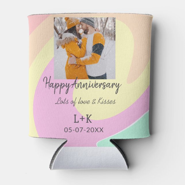 Porta-lata Moderno Boho feliz aniversário adicione nome data  (Frente)