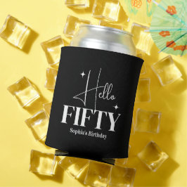 Porta-lata Moderno Chic Olá Cinquenta 50º Aniversário Preto