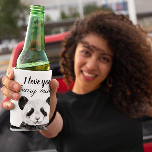 Porta-lata Moderno Eu Te Amo Muito Panda Preta E Branca