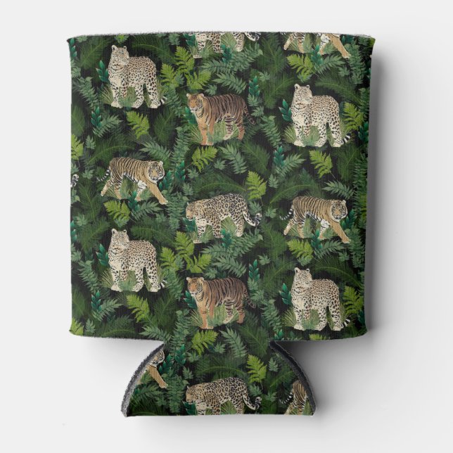 Porta-lata Moderno Leopardos Tigres Plantas Selvagens Design  (Frente)