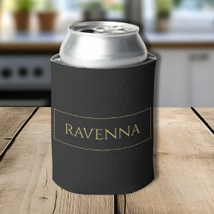 Porta-lata Moldura Dourada Nome Personalizado Luxo Preto Prof