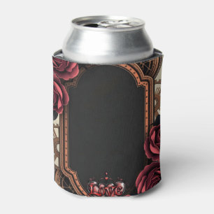 Porta-lata Moldura Steampunk com Rosas vermelhas e engrenagen
