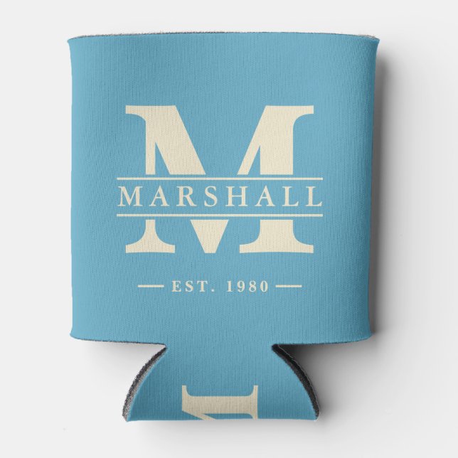 Porta-lata Monogram & Name Overlay Aqua Sky (Frente)