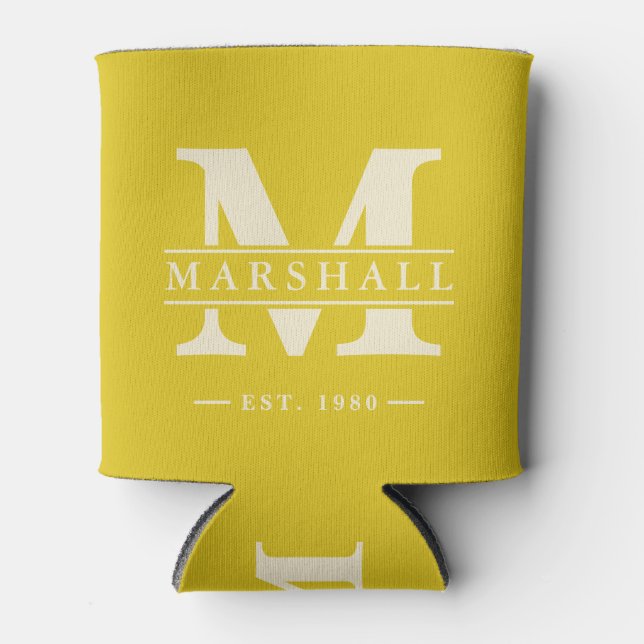 Porta-lata Monogram & Name Overlay  Dark Lemon (Frente)