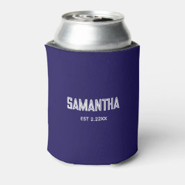 Porta-lata Monograma azul e branco com nome Garrafa térmica