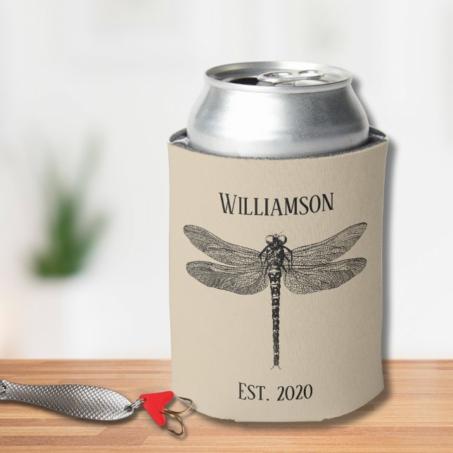 Porta-lata Monograma da Dragonfly Preta Vintage (Criador carregado)