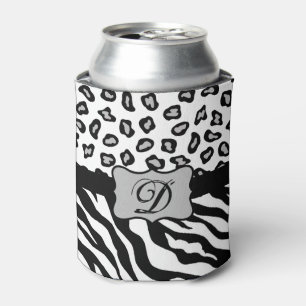 Porta-lata Monograma da Pele do Leopardo Branco Negro