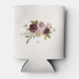 Porta-lata Monograma de Aquarela Floral Rosa Moderna