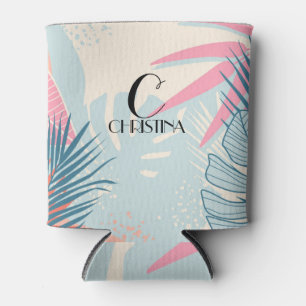 Porta-lata Monograma de Aquarela Floral Tropical