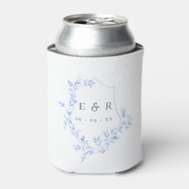 Porta-lata Monograma de Casamento de Crest de Folhas Azuis El