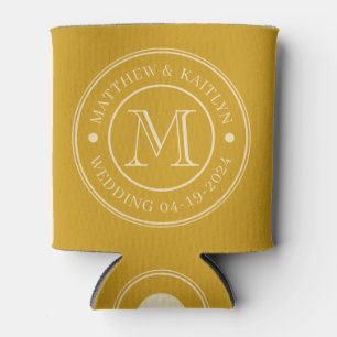Porta-lata Monograma de casamento em ocre dourado de meados d