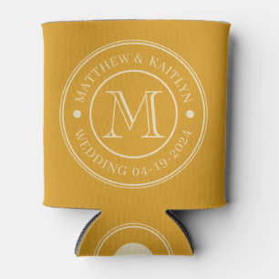 Porta-lata Monograma de Casamento Mid-Century Burnt Buttercup