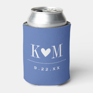 Porta-lata Monograma de Casamento Moderno Azul