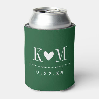 Porta-lata Monograma de Casamento Moderno Hunter Green