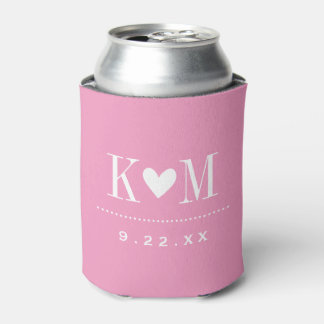 Porta-lata Monograma de Casamento Moderno Rosa