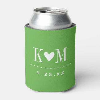 Porta-lata Monograma de Casamento Moderno Verde