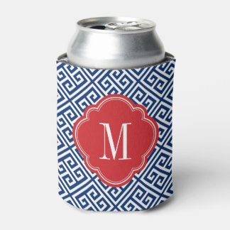 Porta-lata Monograma de chave grega vermelha, branca e azul