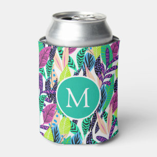 Porta-lata Monograma de Folhas da Floresta Tropical Moderna C