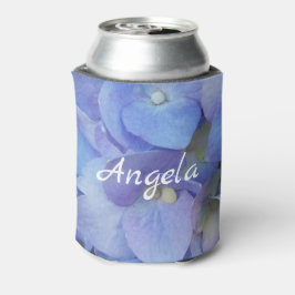 Porta-lata monograma de fotografia de hydrangea azul