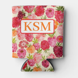 Porta-lata Monograma de framboesa de framboesa de verão