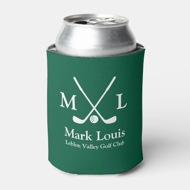 Porta-lata Monograma de Jogadores de Golfe Verde Personalizad (Can Front)
