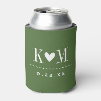 Porta-lata Monograma do Casamento Moderno de Moss Green