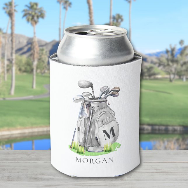 Porta-lata Monograma do nome de golfe (Golf Name Monogram Can Cooler)