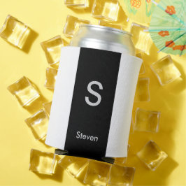 Porta-lata Monograma Dois Tom Preto Moderno e Branco