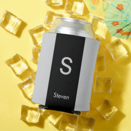 Porta-lata Monograma Dois Tom Preto Moderno e Cinzas