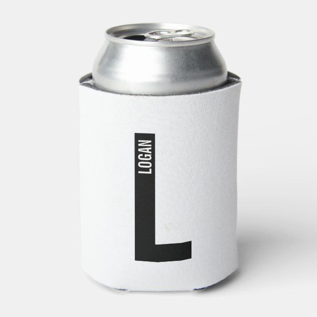 Porta-lata Monograma e Nome de Negrito Personalizado Moderno (Can Front)