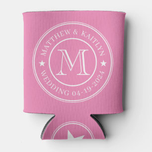 Porta-lata Monograma Estrela de Casamento Rosa