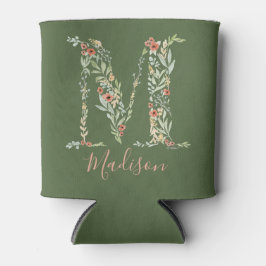 Porta-lata Monograma Floral de Aquarela "M"