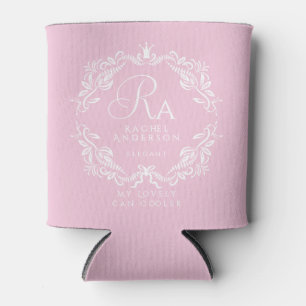 Porta-lata Monograma foliar Elegante Romântico Rosa