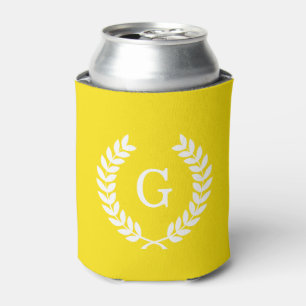 Porta-lata Monograma inicial de Laurel Wreath White Wheat