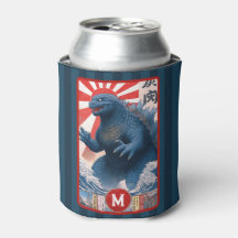 Monograma Lagarto Azul Monstro Ousado Retro Legal
