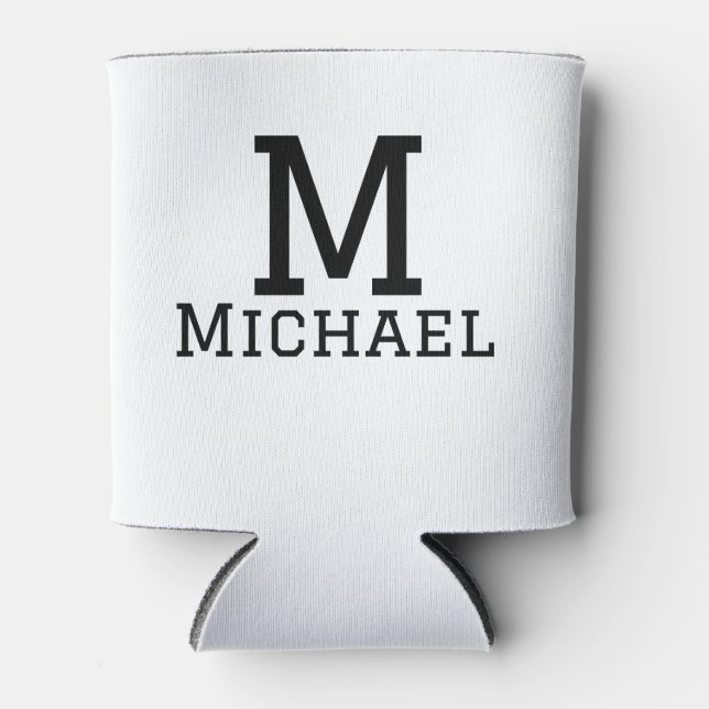 Porta-lata Monograma maiúsculo com nome clássico simples (Frente)